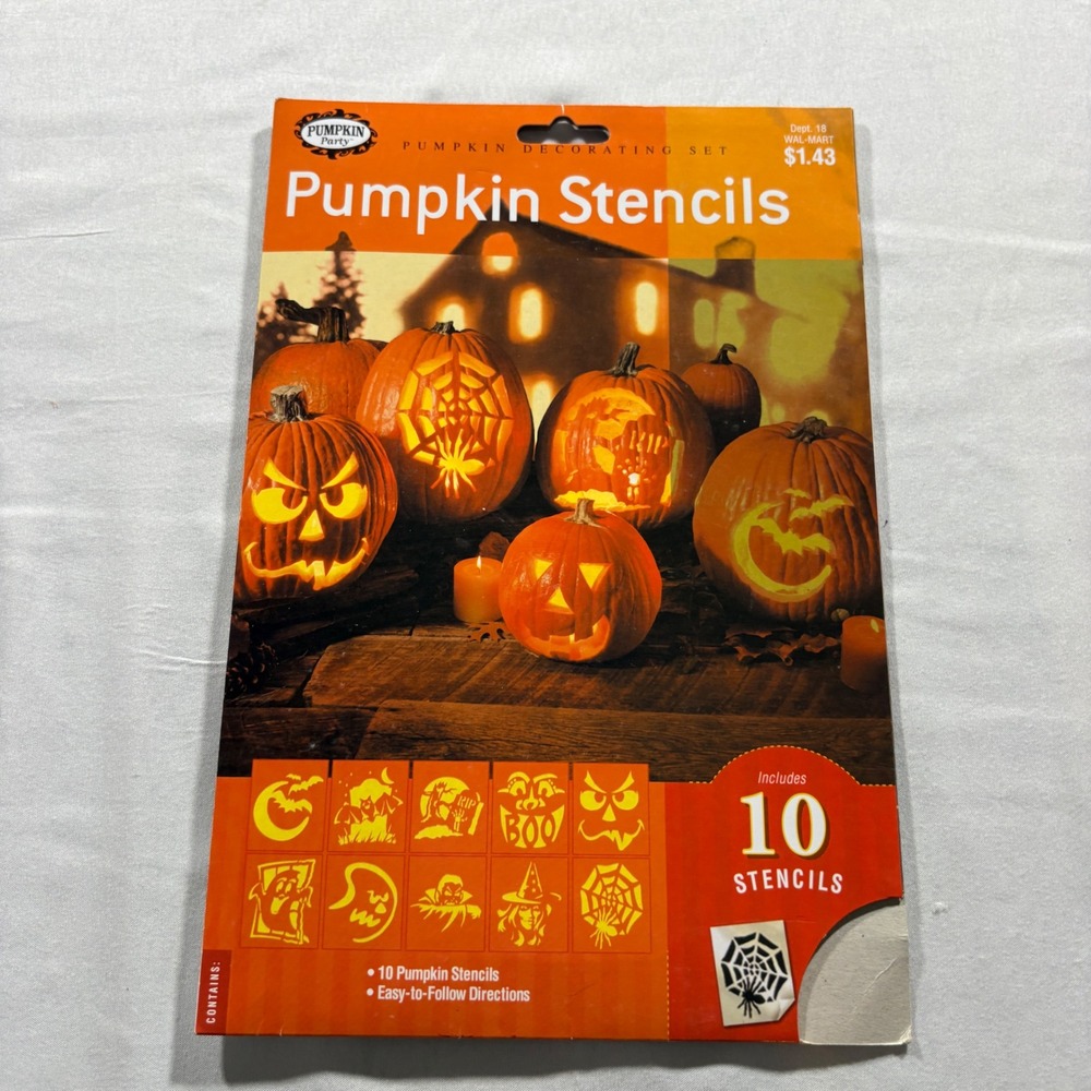 Pumpkin Party Halloween Pumpkin Stencils Set 10 Count Vintage 2004 Carving Kit